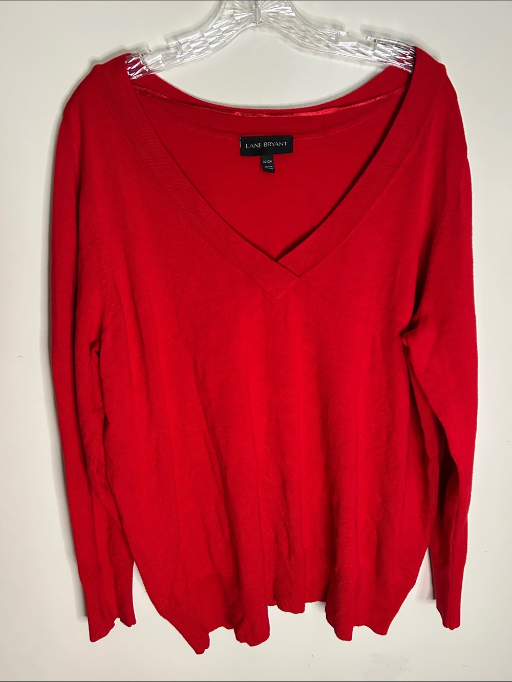 Lane Bryant Bright Red V-Neck Sweater